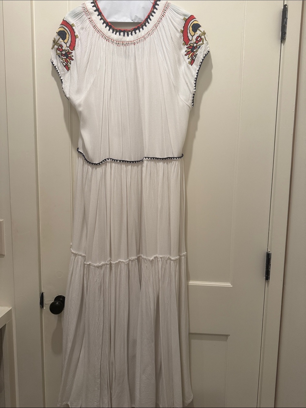 Free People White Maxi Dress with Colorful Floral Embroidery - Picture 3 of 3